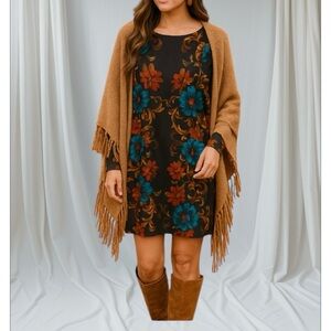 Studio One Bell Sleeve Fall Shift Dress